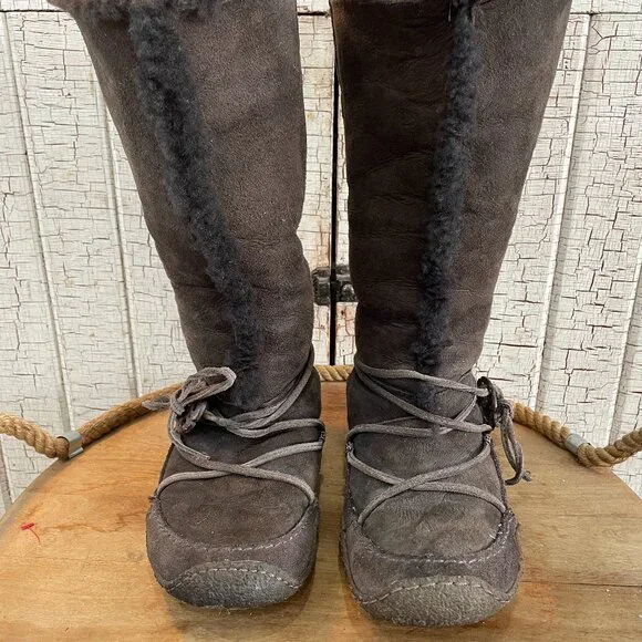 RARE Sorel Kaska sheepskin shearling suede winter boots mukluks moccasins - Picture 2 of 6